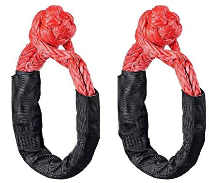 GSDGV 2-teiliger Offroad-Schäkel, Soft-Schäkel mit Schutzhülle,Starker Karabinerring, 17T Reißfestigkeit Klett-Seil-Gurtrohr-Schutz, leicht zu demontieren,Geeignet für Offroad-Anhänger(rot)