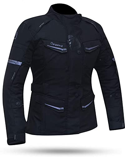 DEGEND TRAVEL LADY Schwarz | Motorradjacke Damen mit Protektoren - Atmungsaktive Protektorenjacke Wasserdicht und Windfest - Motorrad Zubehör - Motorrad Jacke Damen Schwarz