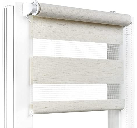 Fenster DEKOR - Rollos für Fenster Bahamabeige - Klemmfix Rollo ohne Bohren B70 x H150 [cm] - Doppelrollo mit Einer Breiten Auswahl an Größen und Farben - Blickdichte Rollos, einfach zu montieren