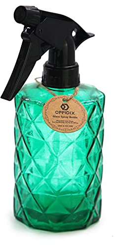 OFFIDIX Glas-Sprühflasche, Grüne Handheld-Druckanlage Mister 0,4L Feinnebel-Sprühflasche mit verstellbarer Düse für Gartenpflanzen oder Reinigung