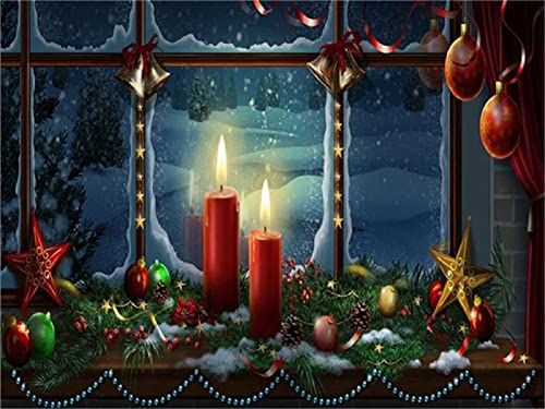 DIY 5D Diamond Painting Set für Kinder/Erwachsene Weihnachtskerze Diamant Painting Bilder Full Drill Kristall Stickerei Kreuzstich Kunsthandwerk für Home Wand Dekorationen Geschenk Round Drill40x60cm