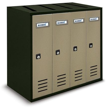 ALUBOX CUBO Briefkastenanlage 4 Fächer 38,5x43x25 cm aus Verzinktem Blech Vertikale Briefkastenanlage für Innen- und Geschützten Außenbereich (Anthrazit mit Sandtüren)