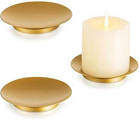 Inweder Kerzenteller Kerzentablett Dekorativen Kerzenständer-Gold Eisen Kerzenhalter für Stumpenkerzen 6er Set Weihnachts Kerzenleuchter für Wachskerzen Halloween Hochzeit Party Wohnzimmer