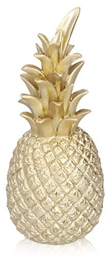 Cyrank Decorative Pineapple Ornament,Pineapple Fruit Ornament Artificial Fruit Sculpture Figurine,Resin Artificial Pineapple Fruit Figurine Table Decoration Gift for Home Decor,7.9×3.3inch