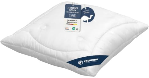 Kamelhaar Kopfkissen 80x80 cm, 3-Kammer Kamelhaar Kissen, Made in Germany | 100% Kamelhaarflaum (Außen), allergikerfreundlich, für Rücken- & Seitenschläfer geeignet, Bezug 100% Baumwolle, OEKO-TEX