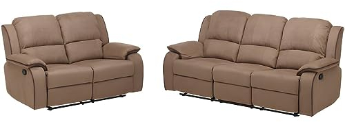 Vente-unique - 3-Sitzer + 2-Sitzer Hernani - Microfaser - Taupe