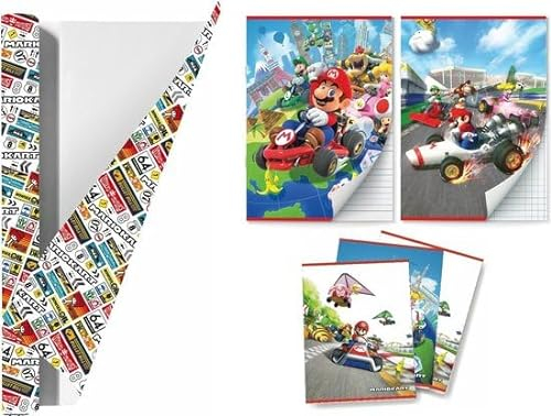 Mario Kart Paquete escolar de papel de tapa para libros de texto y cuadernos
