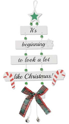 FINGOOO Wooden Christmas Hanging Decoration, Xmas Ornaments Patterned Decorations Party Supplies Accessories(Green)