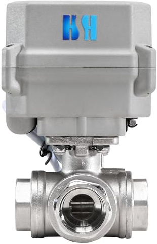 3 Way L Port Stainless Steel 12VDC CR301-B Motorized Ball Valve (3/4 inch)