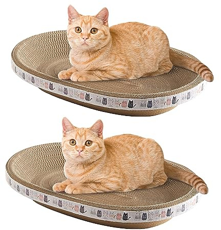 Griffoir Ovale pour Chat | Griffoir pour Chat | Tapis griffoir pour Chat | Tapis à gratter Ovale en Carton ondulé | Lit pour Chat d'intérieur Qui dorment