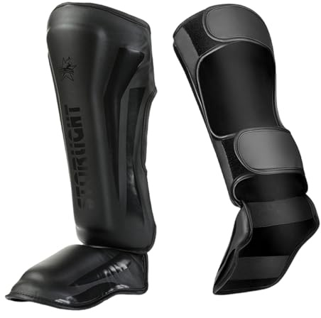 Chaoyilian AdulteprotèGe Tibia Pied Boxe,Shin Instep Protection,Adolescent Protege Tibia De Boxe,Flexible,Comfort,RéGlables,pour La Boxe Muay Thai Arts Martiaux Kickboxing Workout Training Protection