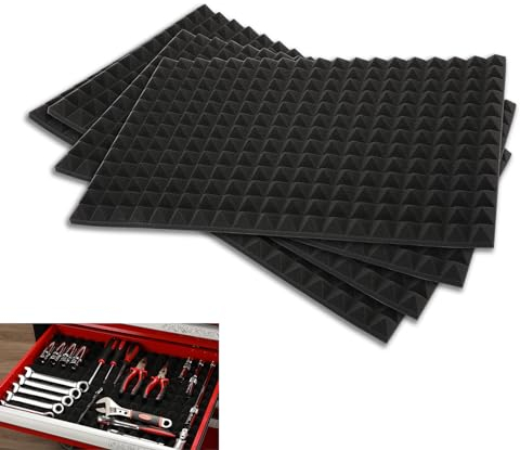 AIRTOON 4PCS Heavy Duty Toolbox Drawer Liners, Non-Slip Organizer Liner for Toolbox, Cart, Work Bench, 23.62 x 15.75 Inches, Black, Polyurethane