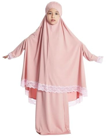 Tsffae Muslimische Kinder Girls Hijab Kleid Islamische Gebetskleid Langarm Abayawith Hijab Zweiteilige Eid Ramadan Geschenk Für Frauen