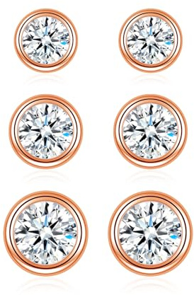 Bewenda Ohrringe Silber 925 Stecker, 925 Sterling Silber Ohrstecker für Damen Mädchen, Hypoallergen Rund Ohrstecker Ohrringe mit Zirkonia, 4/5/6mm Klein Schlafen Knorpel Ohrstecker mit Geschenk Box