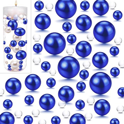 UDU 150 Pcs No Hole Faux Pearls for Vase Filler Beads Mixed Sizes Round Pearls for Centerpiece Home Party Wedding Decor, 8/14/20 mm