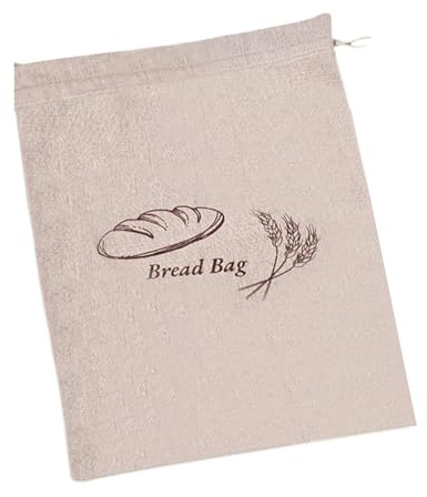 Tuelaly Large Capacity Bread Preservation Bag Sourdough Reusable Linen Food Grade Drawstring Sealing Homemade Storage Pouch for Picnic Commute Single Layer
