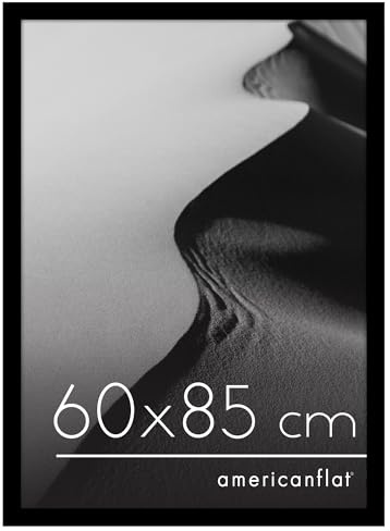 Americanflat Cornice 60x85 cm Nera - Cornice Foto 80x65 cm in Legno MDF con Pannello Protettivo in Plastica e Ganci Integrati