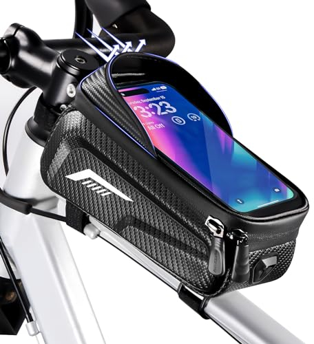 Fahrradtasche Rahmen, Wasserdicht Fahrrad Rahmentasche, Oberrohrtasche Fahrrad mit 3D Sonnenblende und TPU Sensitivem Touchscreen, Fahrradtasche Rahmentasche, für Montainbikes, Rennrad, E bikes