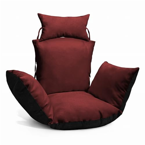 MG Design Cuscino per poltrona sospesa in marrone - in tessuto resistente, con morbida imbottitura, con poggiatesta con lacci da legare - cuscino per poltrona dondolo da giardino, terrazza