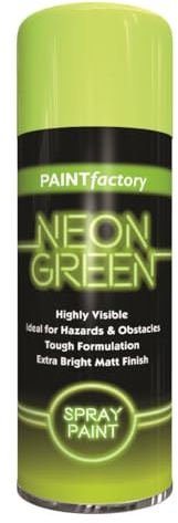 RAPIDE PF Spray Paint Neon Green 400ML - Highly Visible Extra-Bright Matte Finish | Superior Coverage & Adhesion | Paint Factory Spray Paint | Ideal for Marking, Hazards & Craft Projects (1)