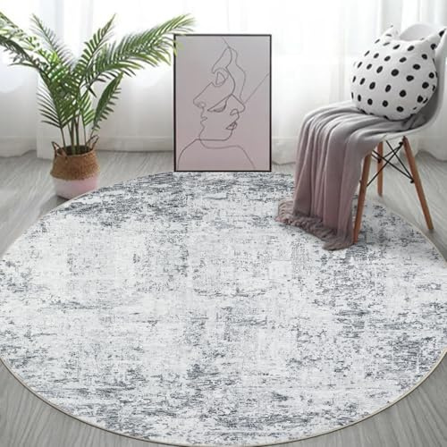 Capslpad grå abstrakt matta, rund, ø 135 cm, modern halkfri matta, vardagsrum, rund tvättbar, rund matta, kort lugg, mjuk rund matta, beige för vardagsrum, sovrum, arbetsrum, hemmakontor, dekor