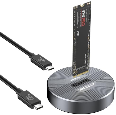 Docking station NVMe da 40 Gbps, RIITOP M.2 NVMe a USB4 Enclosure per SSD NVMe PCIe (M-Key) Funziona su M1 M2 Mini, compatibile con Thunderbolt 3/4 [40 Gbps]