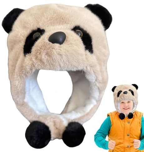 Bärenmütze, Tiermütze | Panda-Kopf-Mütze, niedliche warme Tier-Ohrmütze,Weicher Panda-Kopfschmuck, Cosplay-Mütze für Freizeitkleidung, Sportbekleidung, tägliche Ausflüge, Kinder, Familie, Freunde, Zuh