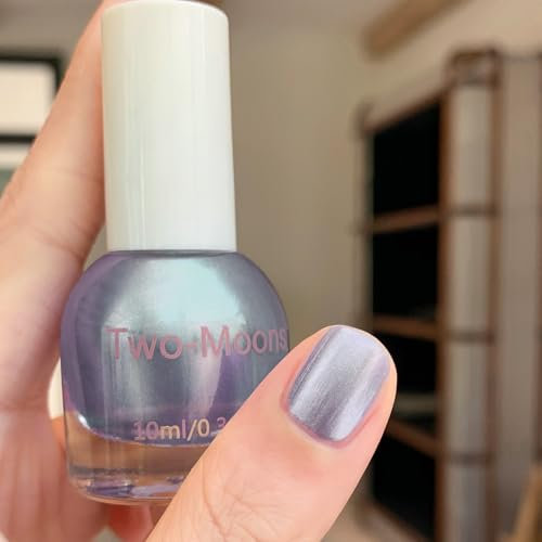 Metallic Nail Polish - Grey Purple Nail Polish - Air Fast Dry Nail Varnish - Pearl Lustrous Chrome Nail Varnish - High Glossy Shimmer Lilac Nail Paint For Women Girls Manicure DIY