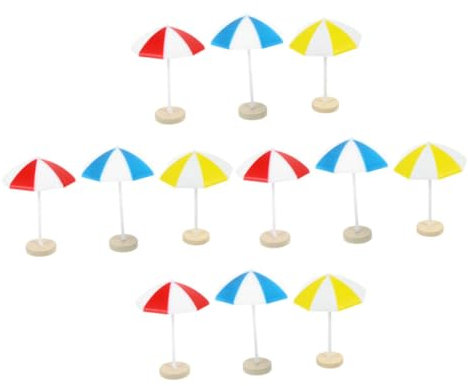 BESTonZON 12pcs Miniature Beach Umbrella Ornaments for Doll House Miniature House Furniture Mini Beach Decor Sun Umbrella Toys
