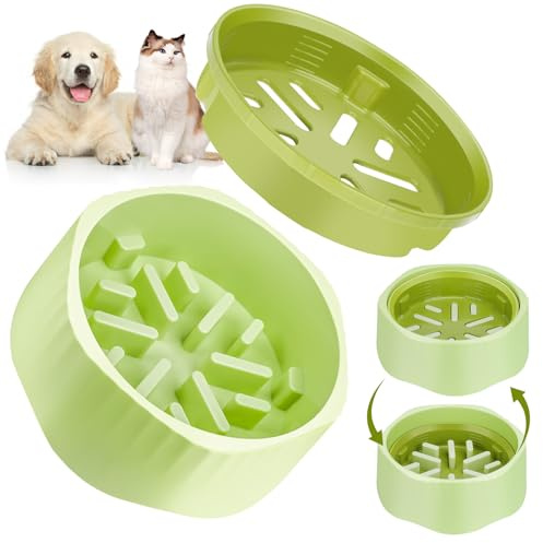 Zivacate 2-in-1 Antischlingnapf für Hunde mit Dreh-Einsatz | Futternapf gegen Schlingen & Blähungen – Rutschfest & Spülmaschinenfest – Für Hunde & Katzen – Grün