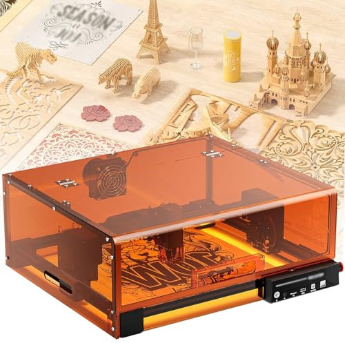 Intelligent Offline Laser Cutter with 0.01mm High Precision, 7000mm/min High-Speed, Enclosed Laser Cutter, CNC Engraving Machine 11.8 x 11.8in Engraving Area