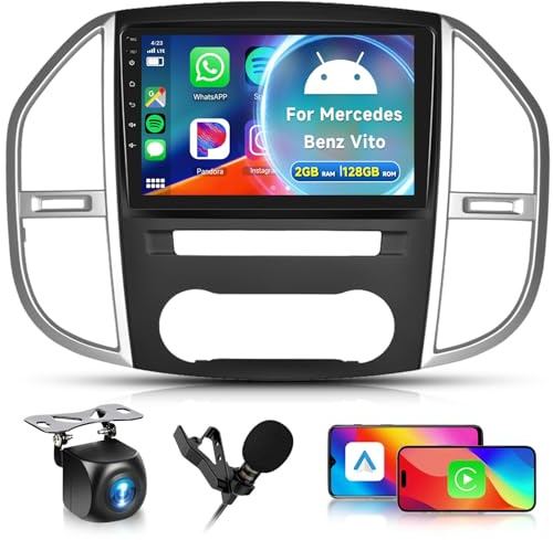 Hodozzy 2GB 64GB Android Autoradio per Mercedes Benz Vito 3 W447 2014-2020 Radio Wireless Carplay Android Auto, 10,1 Pollici Touchscreen, GPS WiFi, Bluetooth FM/RDS,Canbus 2 Din Radio per Mercedes