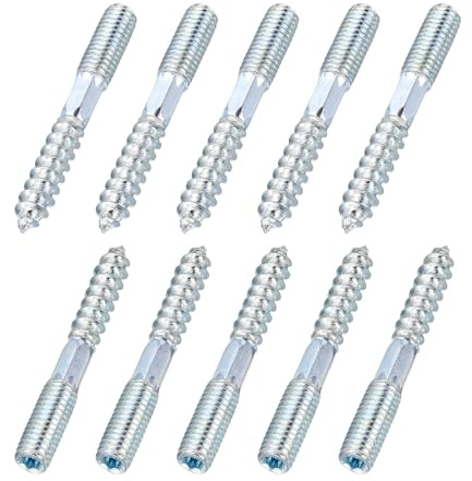 sourcing map M8 Hanger Bolts, 2.36(60mm) Length Double Headed Hanger Bolts 0.31(8mm) Wood Dowel Screw Self-Tapping Threaded Rods Screw for Assembling Wood Furniture Joint, Pack of 10