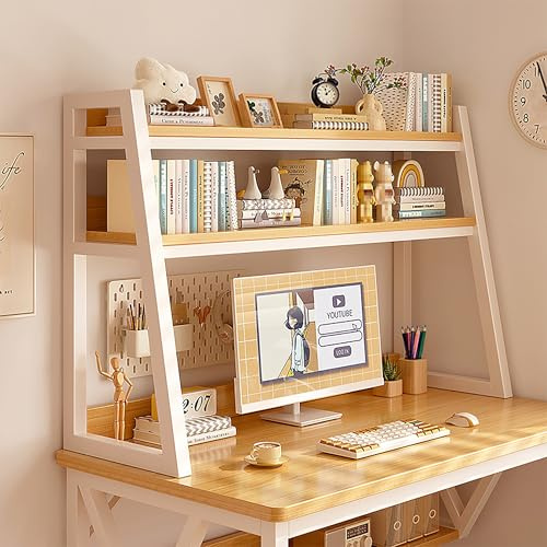 Schreibtisch-Bücherregal, Schreibtischstall für Büro und Zuhause, Mehrzweck-Aufbewahrungsregal, 95 x 32 x 90 cm, Braun, ideal für Schlafsäle und Displays