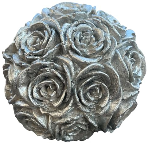 ZGM Beton Rosenkugel groß mit silberner Patina - eine ganz besondere Dekoration