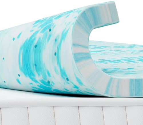 NEWBULIG Mattress Toppers Memory Foam King, 4 Inch Thick Bed Topper Pad Cooling Gel Infused Soft Comfy Padding Breathable for Sleeper Sofa Couch RV Camper, CertiPUR-US Certified