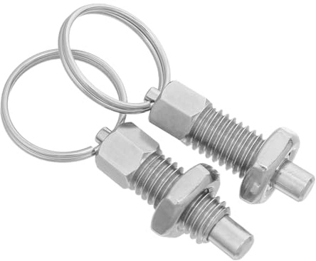 SHERCHPRY Émbolos de Resorte con Anillo de Tracción de Acero Inoxidable M8, Pasadores Retráctiles para Uso Industrial, 2 Unidades para Fijación Segura en Maquinaria y Equipos