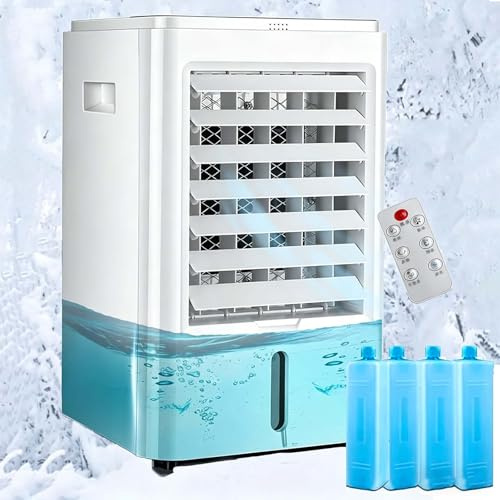 Portable Evaporative Car Air Cooler with Remote Control, Evaporative Air Cooler with 3 Wind Speeds & 3 Timers, Cooling Fan for Camper Van Truck,12V