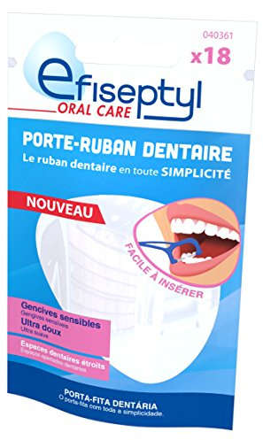 Efiseptyl - Porte-Ruban Dentaire - Gencives Sensibles - Ultra Doux - Espaces Dentaires Étroits - Goût Menthe - x18