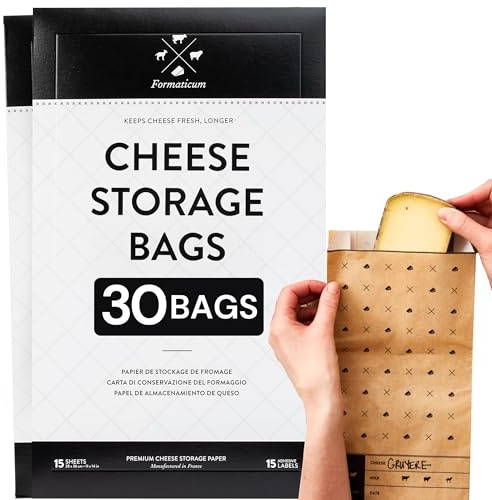 Formaticum Cheese Storage Bags, Keep Charcuterie Fresh, Wax Paper Bags, 30 Count