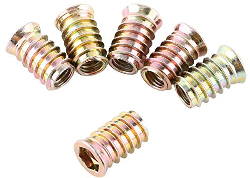 20 Stück Schraubverbindungen Zinklegierung Möbel Hex Antrieb Nuss Gewindeeinsatz Holzeinsatz Muttern Sortiment(M10*25mm)