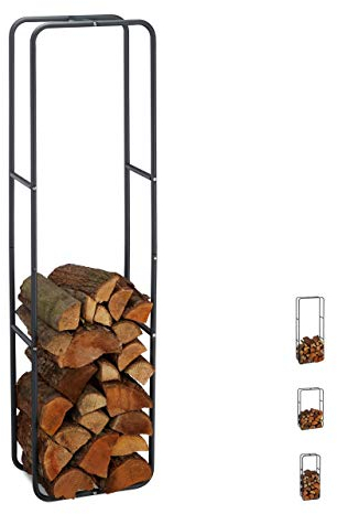 Relaxdays Scaffale, Porta-Legna per Camino, Stufa, Interni ed Esterni, Antracite, HxL 150 x 40 cm