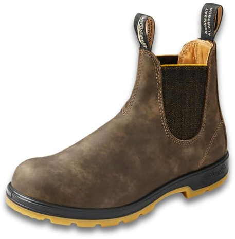 Blundstone 1944 Unisex Classic Series Chelsea Boot for Men and Women with Shock Absorption and Premium Water Resistant Leather, Rustic Brown/Mustard Black, 10 US Men / 12 US Women / 9 AU