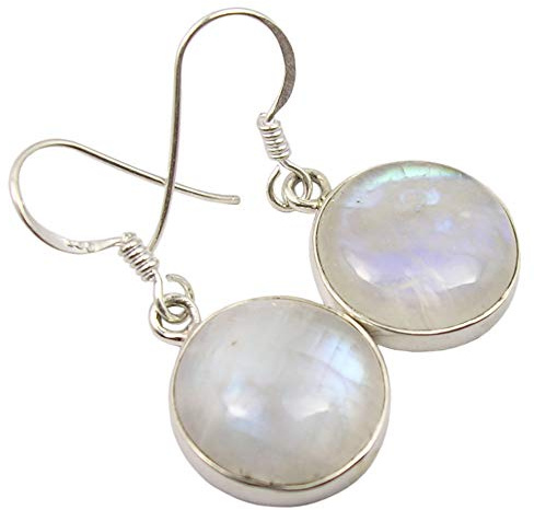 SilverStarJewel 925 Feinsilber Regenbogen Mondstein tcw 23,9 Ohrringe 3,3 cm 5,6 Gramm Frühlingsferien