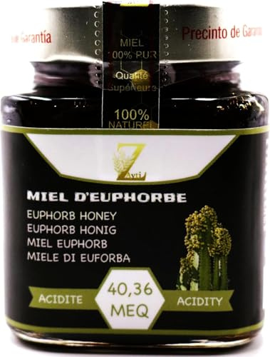 Miel d'Euphorbe 100% pur & Naturel. Miel Cru de Daghmous. Vraie Premium - Pot de 300g - Recueilli Au Maroc. Une Grande Variété De Saveurs Délicieuses.