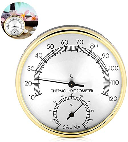 Termometro Sauna Igrometro,Termometro Ambiente Interno Esterno,Termometro Ambiente Analogico da Parete,Stazione Meteorologica Analogica in Acciaio Inox per nel Giardino, in Auto, la Casa, in Serra