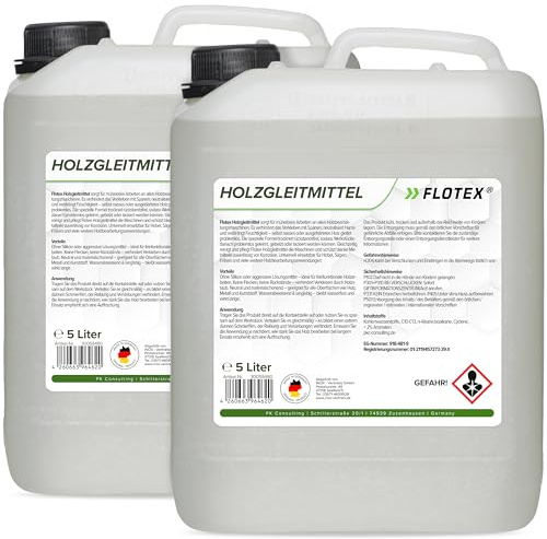 Flotex® Ergiebiges Holzgleitmittel [2x5 Liter] | Silikonfreies Holz Gleitmittel für Hobelmaschine, Frästische, Werkstattmöbel | Gleitmittel für Holzbearbeitung