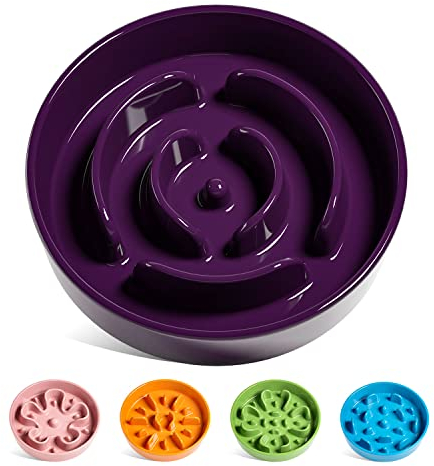 LE TAUCI Ciotola per cani in ceramica con alimentazione lenta, mangiatoia per cani, ciotola lenta, ciotola per cuccioli, mangiatoie per puzzle, viola, M-675 ml