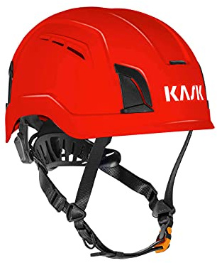 KASK Schutzhelm Zenith X Air | Roter Bauhelm & Kletterhelm | Gr. 52-63 cm | Arbeitshelm nach EN397, EN50365 & EN12492 | 8 Belüftungskanäle | Extra großes Drehrad zur Größenverstellung