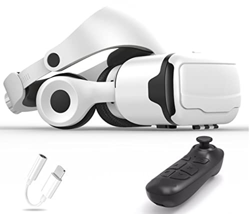 Gafas de Realidad Virtual, 3D VR Gafas con Controlador Bluetooth para Juegos Visión Panorámico VR Glasses para iPhone 13 Pro Max/13 Pro/13/12/11, para Samsung Galaxy S21, Huawei, Xiaomi